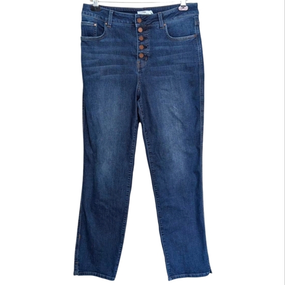 M Jeans Everflex High Rise Straight Leg Button Fly Jeans Size 12 - Picture 1 of 6